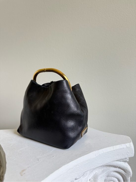 Prada Handbags - Prada Black Mini Handle Bag with Gold Hardware